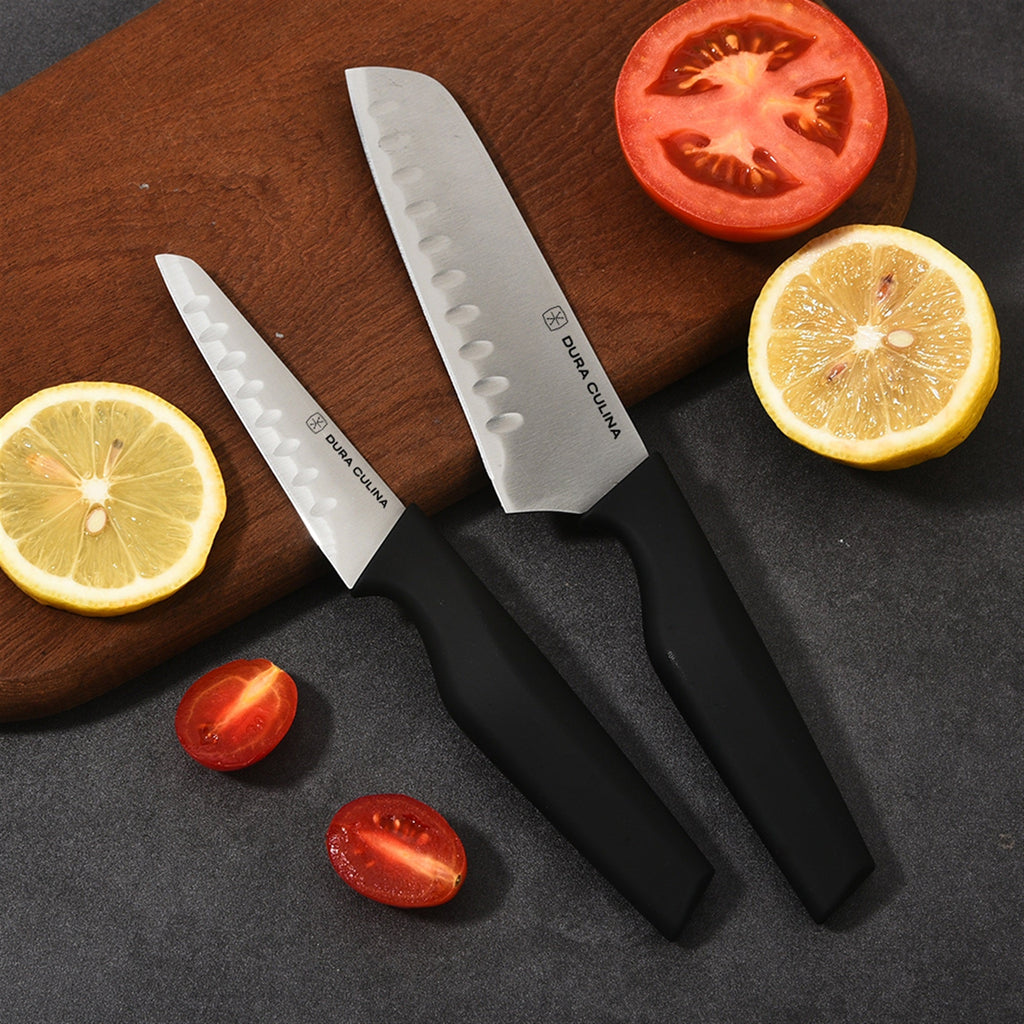 2-Piece Santoku Knife Set - High Carbon Stainless Steel Blades with Ergonomic Handles, Matching Blade Guards, Japanese Style Kitchen Knives-2