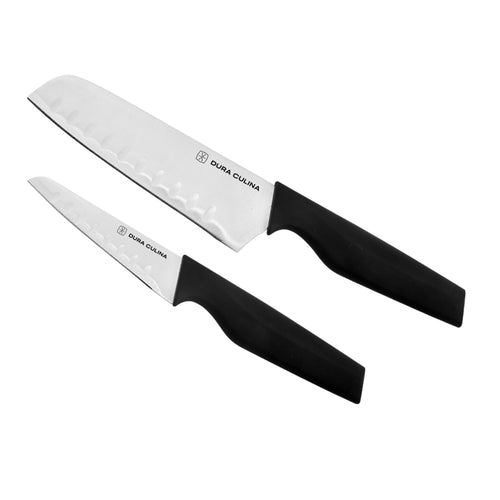 2-Piece Santoku Knife Set - High Carbon Stainless Steel Blades with Ergonomic Handles, Matching Blade Guards, Japanese Style Kitchen Knives-0
