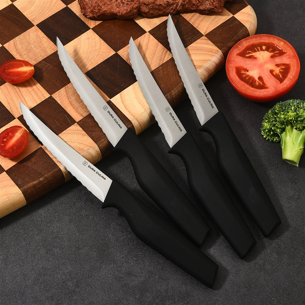 4-Piece Steak Knife Set - High Carbon Stainless Steel Serrated Blades with Ergonomic Handles, 4.5” Premium Kitchen Knives for Dining-1