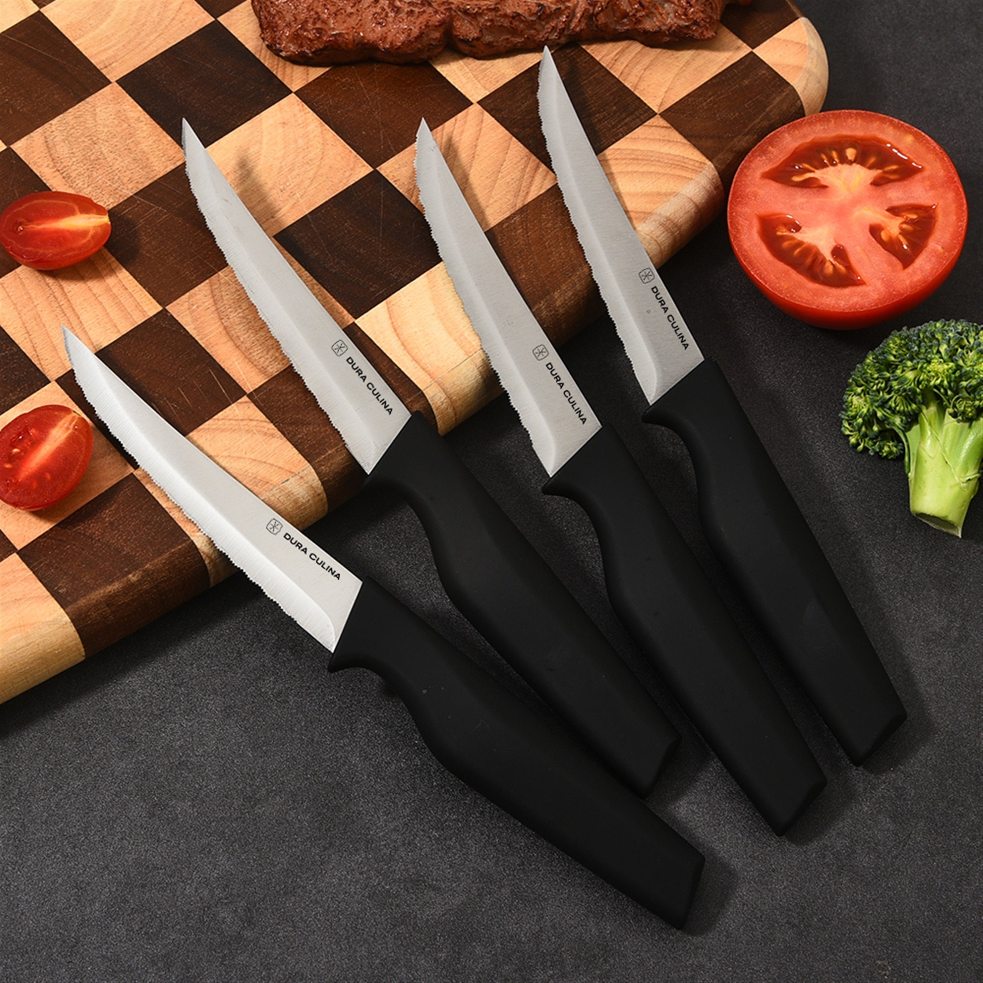 4-Piece Steak Knife Set - High Carbon Stainless Steel Serrated Blades with Ergonomic Handles, 4.5” Premium Kitchen Knives for Dining-1