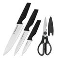 4-Piece Knife Set - High Carbon Stainless Steel Kitchen Knives with Ergonomic Handles, Matching Blade Guards, Multi-Purpose Shears-0