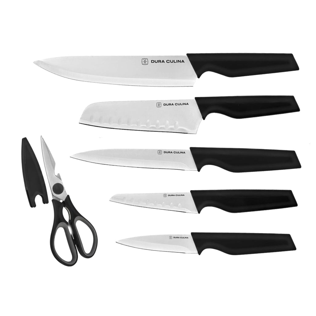 6-Piece Knife Set - High Carbon Stainless Steel Kitchen Knives with Ergonomic Handles, Blade Guards-0
