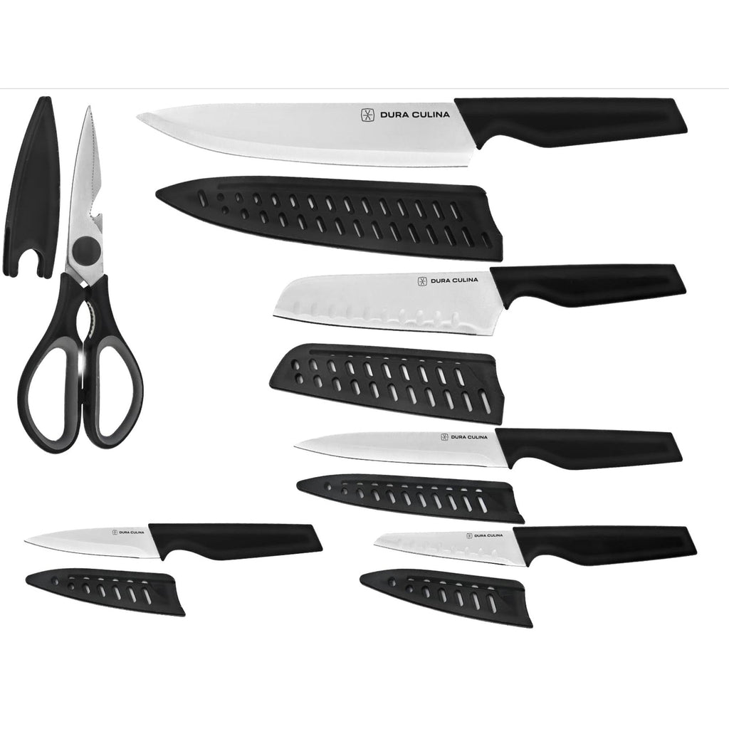 6-Piece Knife Set - High Carbon Stainless Steel Kitchen Knives with Ergonomic Handles, Blade Guards-1