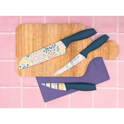 3-Piece Printed Kitchen Knife Set-Floral-1
