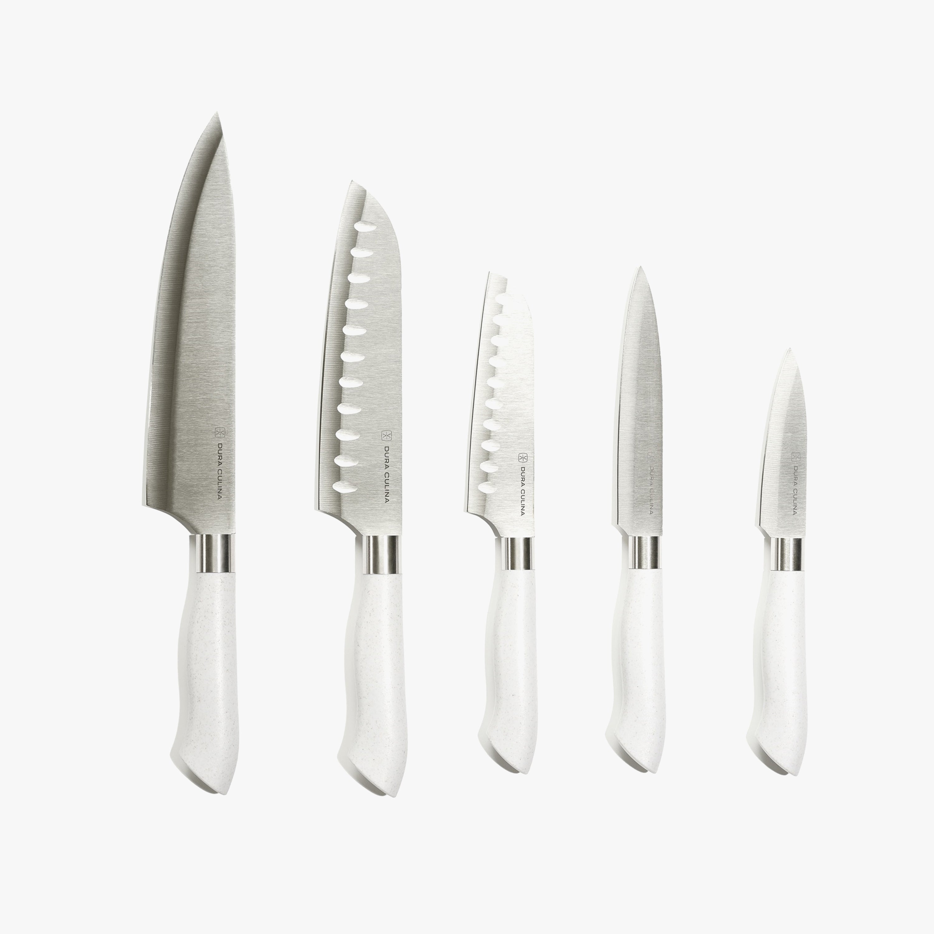EcoCut 10 Piece Kitchen Knife Set With Blade Guards, Grey-0