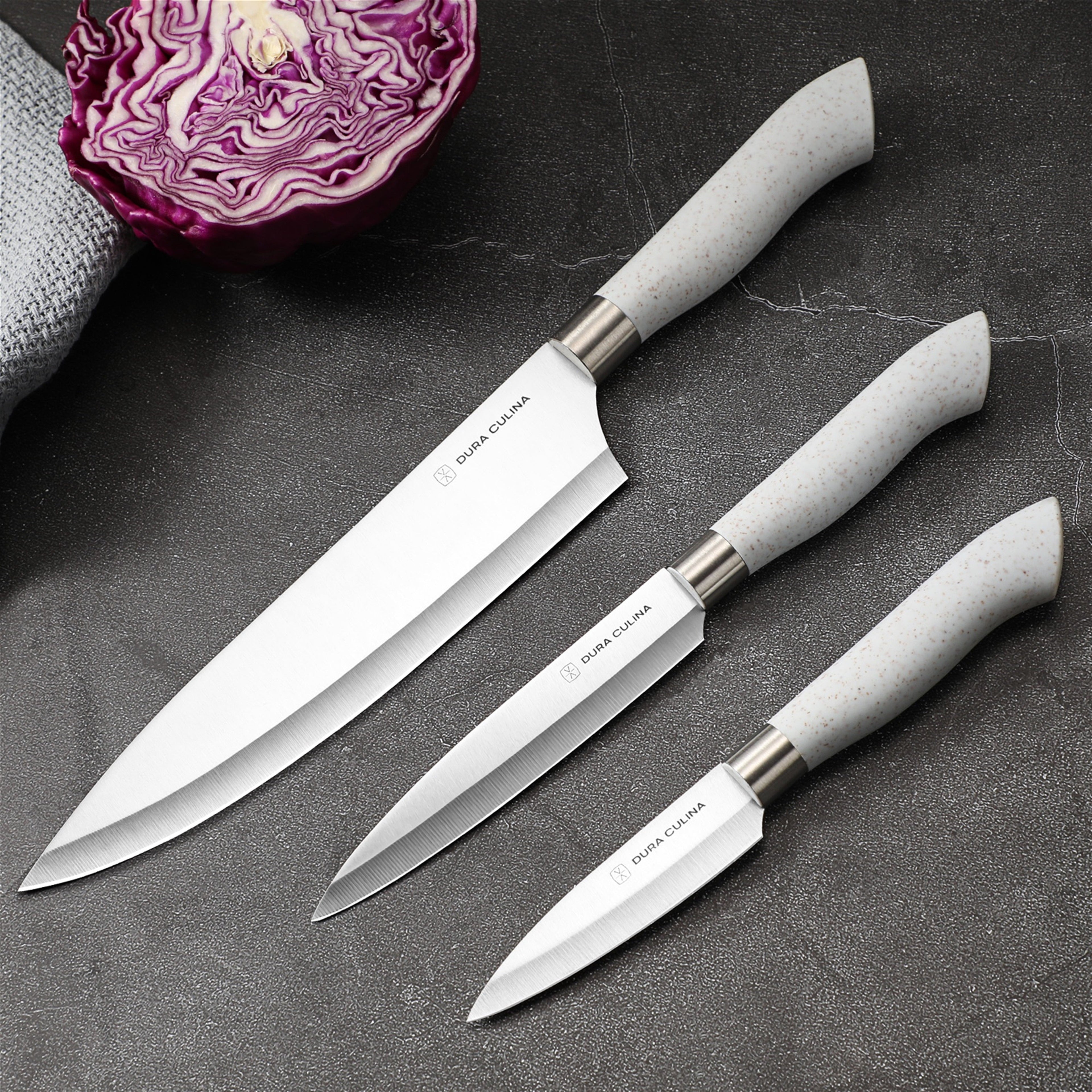 EcoCut 10 Piece Kitchen Knife Set With Blade Guards, Grey-2