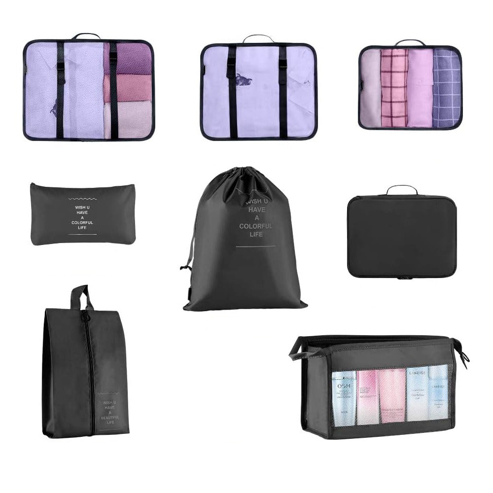 Set organizator pentru bagaje, 8 piese, negru-2