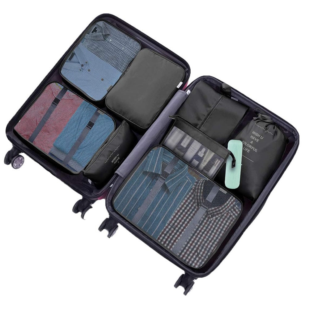 Set organizator pentru bagaje, 8 piese, negru-0