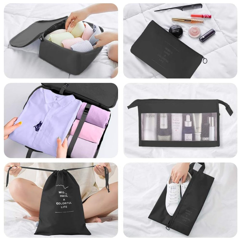 Set organizator pentru bagaje, 8 piese, negru-3